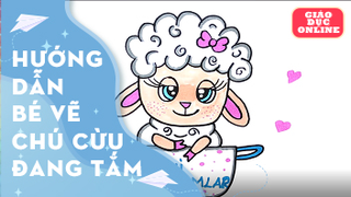 Dạy bé cách vẽ em cừu đang tắm