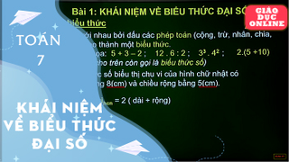 Môn Toán Lớp 7 - Đại số: Khái niệm về biểu thức đại số