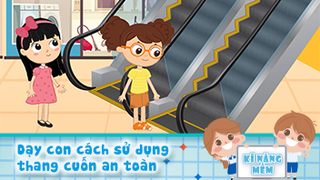 Dạy con cách sử dụng thang cuốn an toàn