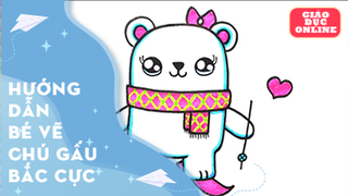Cách vẽ và tô màu gấu bắc cực dễ thương