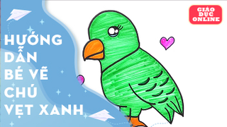 Dạy bé cách vẽ một con vẹt xanh