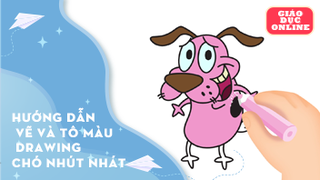 Hướng dẫn vẽ và tô màu Drawing chó nhút nhát