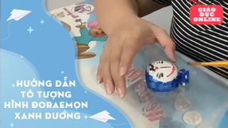 Hướng dẫn tô tượng hình đoraemon xanh dương