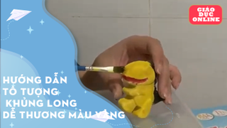 Hướng dẫn tô tượng khủng long dễ thương màu vàng