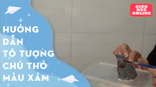 Hướng dẫn tô tượng chú thỏ ngồi màu xám