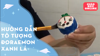 Hướng dẫn tô tượng đoraemon xanh lá