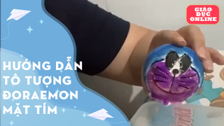 Hướng dẫn tô tượng đoraemon mặt tím