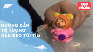 Hướng dẫn tô tượng gấu đeo túi tím