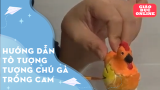 Hướng dẫn tô tượng chú gà trống cam