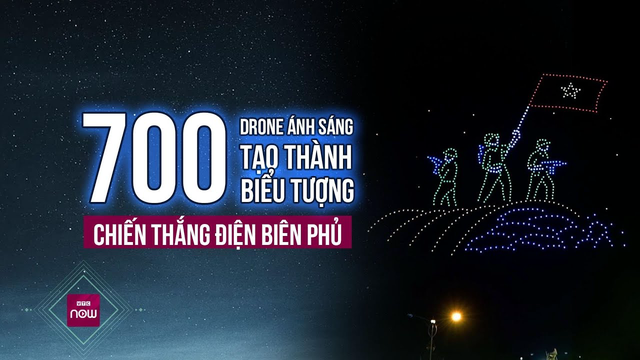 Khoảnh khắc 70 năm có 1- Bầu trời Điện Biên rực sáng bức tranh lịch sử được tạo bởi 700 chiếc drone
