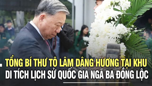 Tổng Bí thư Tô Lâm dâng hương tại Khu di tích lịch sử quốc gia Ngã ba Đồng Lộc