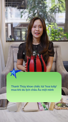 Thanh Thúy khoe chiếc túi 'hoa tulip' mua khi du lịch châu Âu một mình